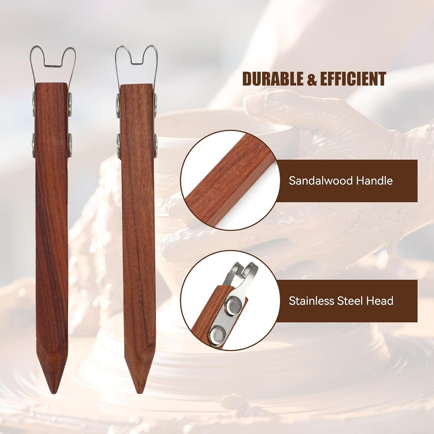 Pottery Trimming Tool for Clay & Ceramics Bottom Foot, Clay Wheel Throwing Carving Scraper, Stainless Steel Shapers with Red Sandalwood Handle – Ideal for Bowl, Cup & Vase Base Trimming (6mm Width)