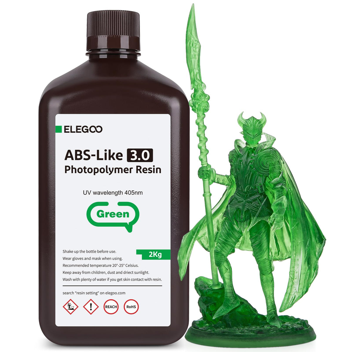 ELEGOO Upgraded ABS-Like 3D Printer 8k Resin 3.0, 405nm UV-Curing LCD Resin High Precision Fast Curing Non-Brittle Photopolymer Resin for LCD Printing Red Clay 2KG