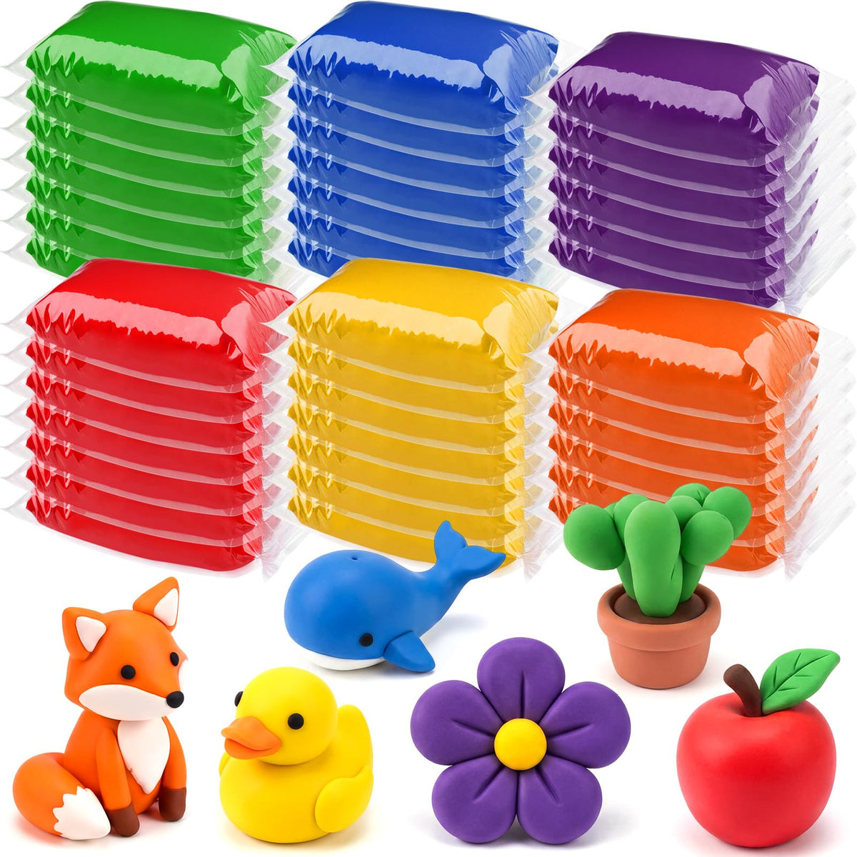 VioraWhite 40 Pcs 21 oz Air Dry Clay Bulk Modeling Clay,Classic Colors