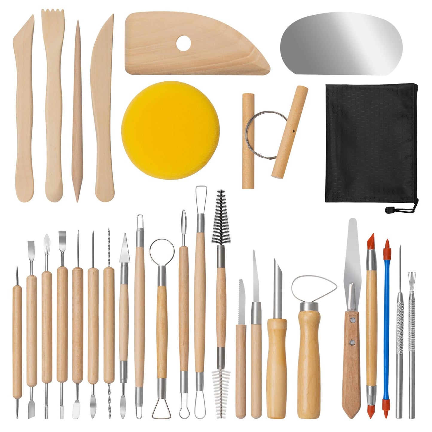 Amrules 43 Pcs Polymer Clay Sculpting Tools Kit for Adults, Light Yellow