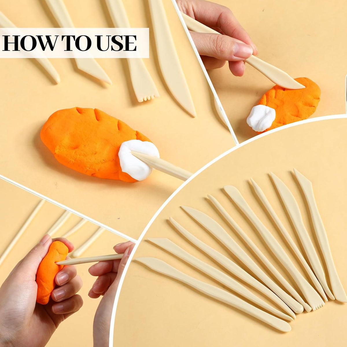 Ferrochef 10 Set 100 Pcs Clay Tools, Plastic Sculpting Tools, Classic Style