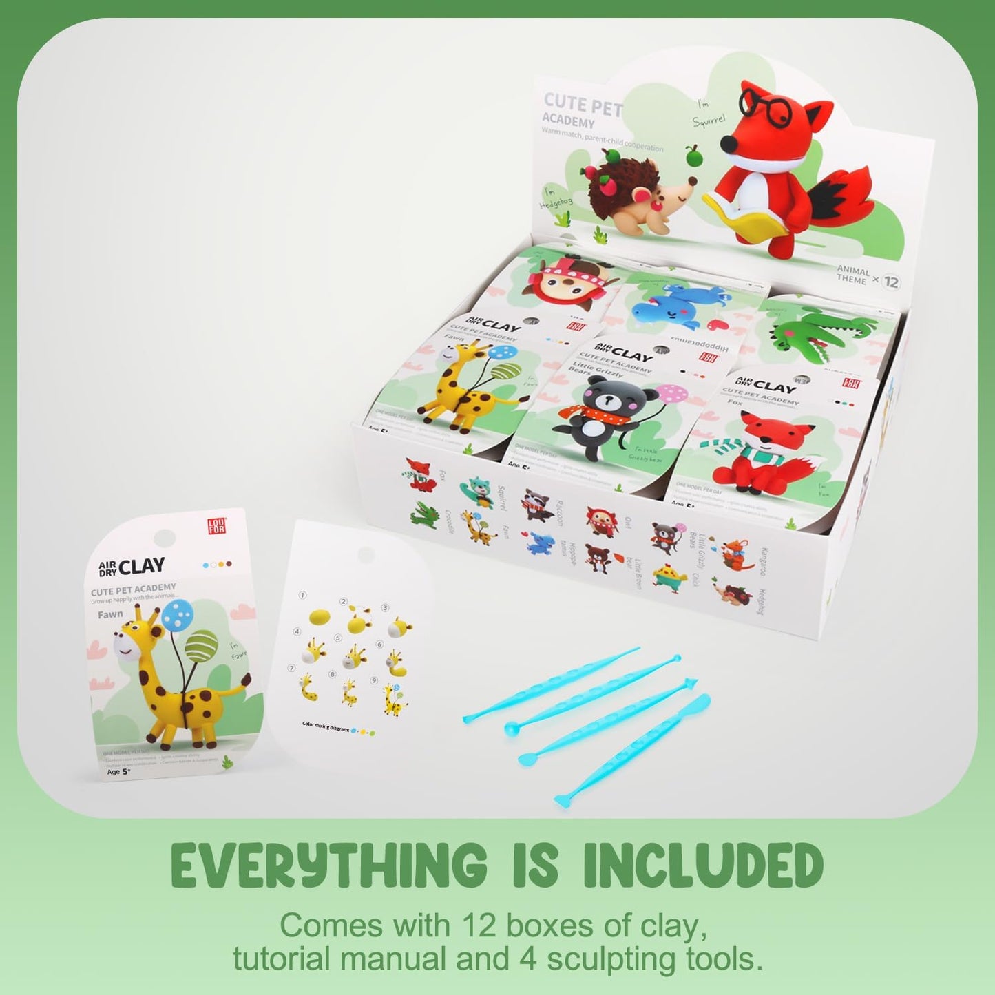 LOUFOR Air Dry Clay Kits for Kids, 12 Boxes