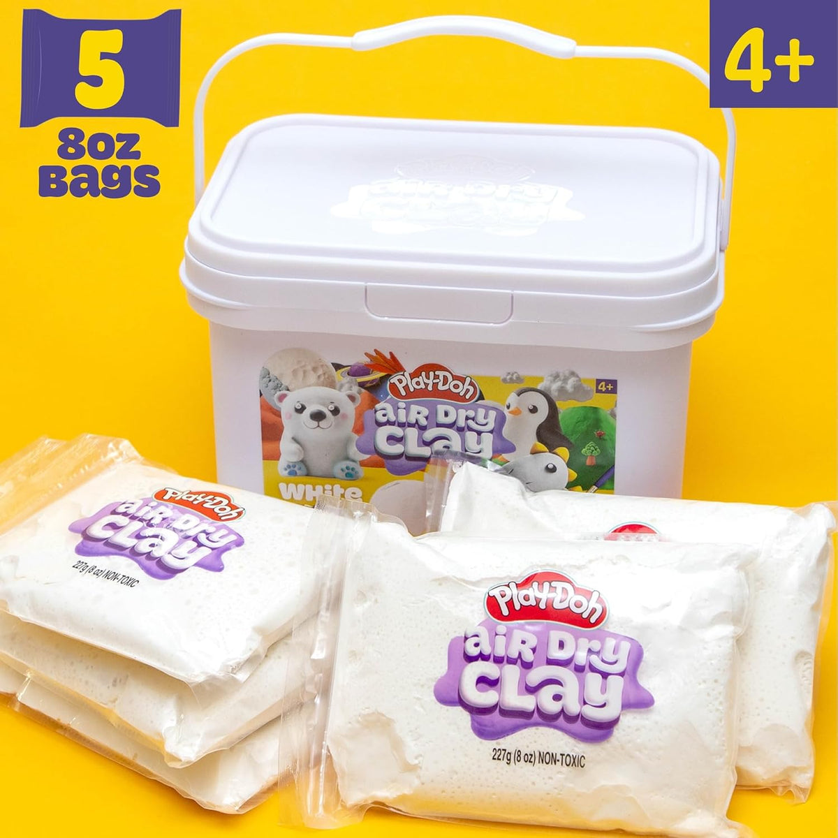 Play-Doh Air Dry Clay Bucket, 2.5 lb. of Paintable White Modeling Clay, Arts & Crafts Gift, Craft Supplies, Sculpting and Molding Clay for Kids