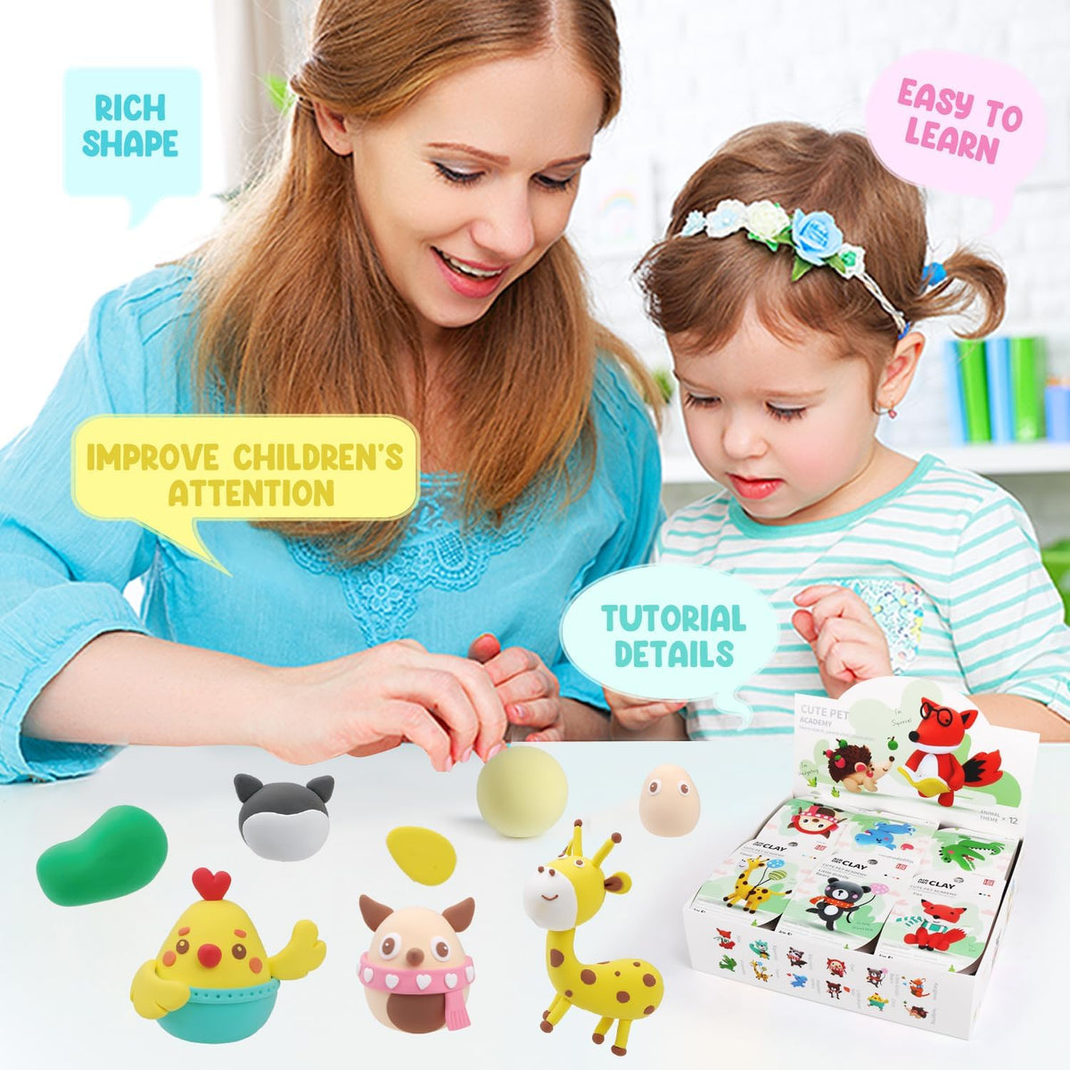 LOUFOR Air Dry Clay Kits for Kids, 12 Boxes