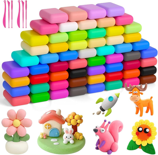 Ainiv Air Dry Clay Kit, 60 Colors DIY Model Magic Clay for Kids
