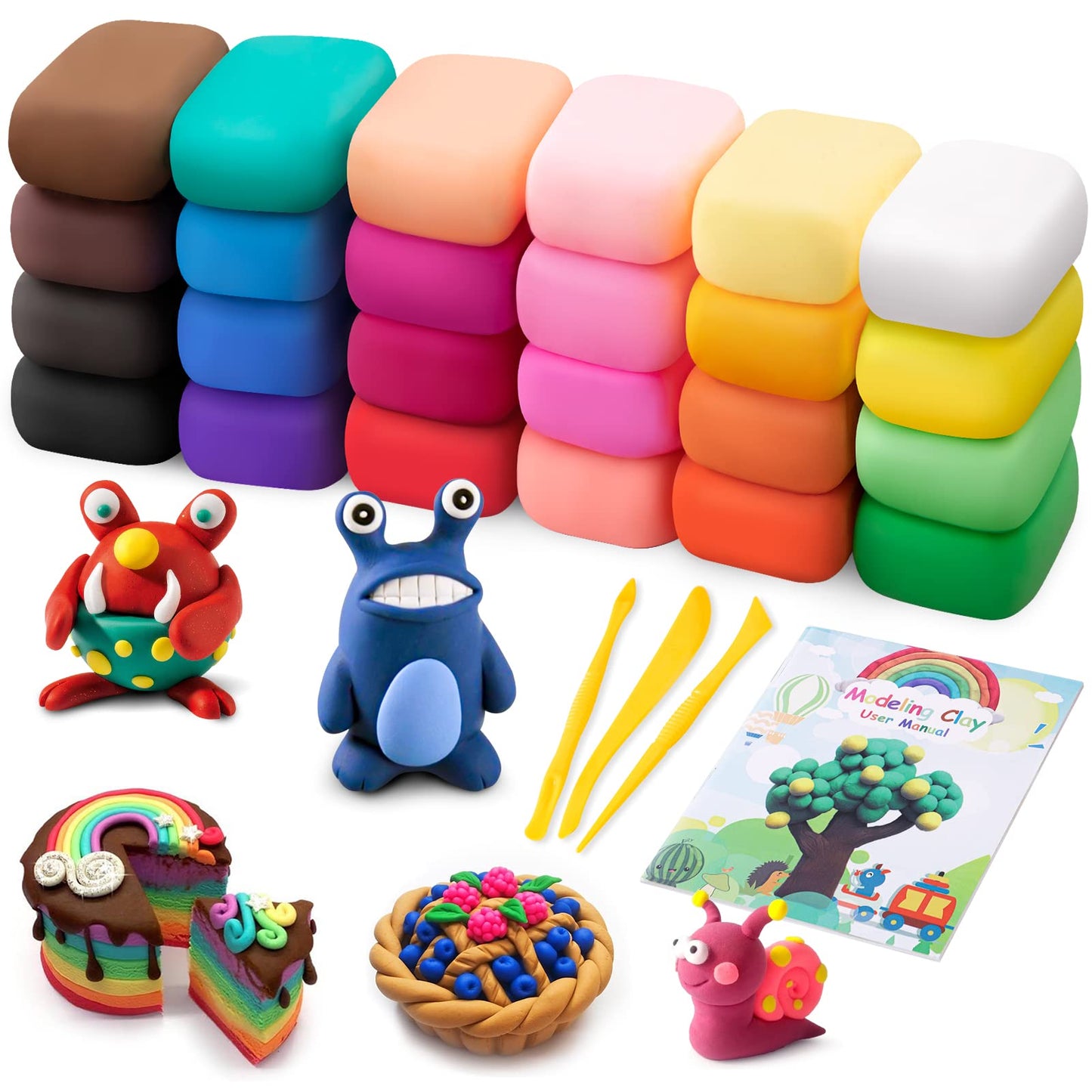 Air Dry Clay, 36 Colors Modeling Clay Kit with 3 Sculpting Tools, Magic Foam Clay for Kids and Adults, DIY Molding Clay Gift for Boys and Girls