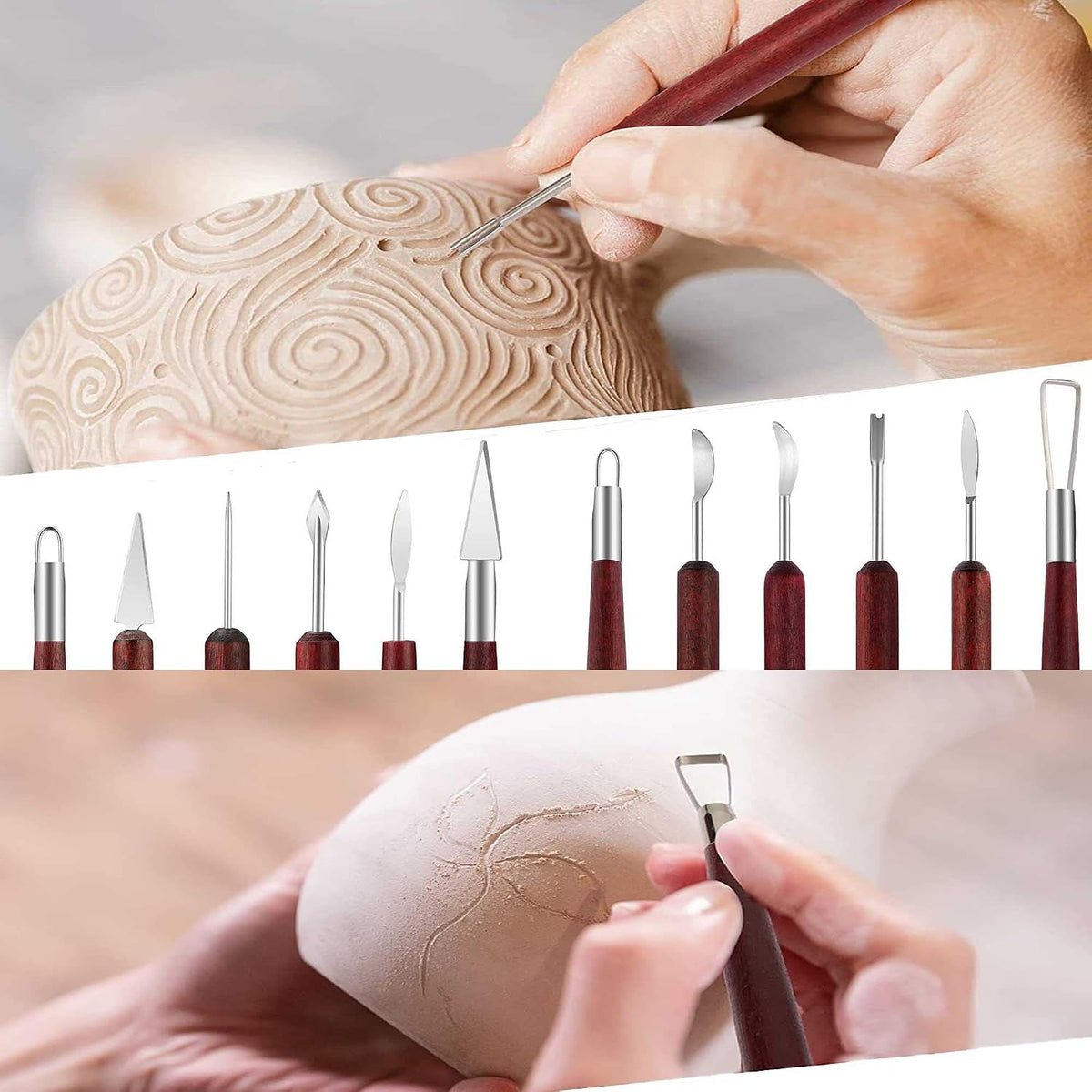 Langqun Clay Sculpting Tools,Pottery Tools Kit, Polymer Clay Tools,Pottery Ribs, Air Dry Clay Tools for Sculpting, Modeling, Carving, Modeling