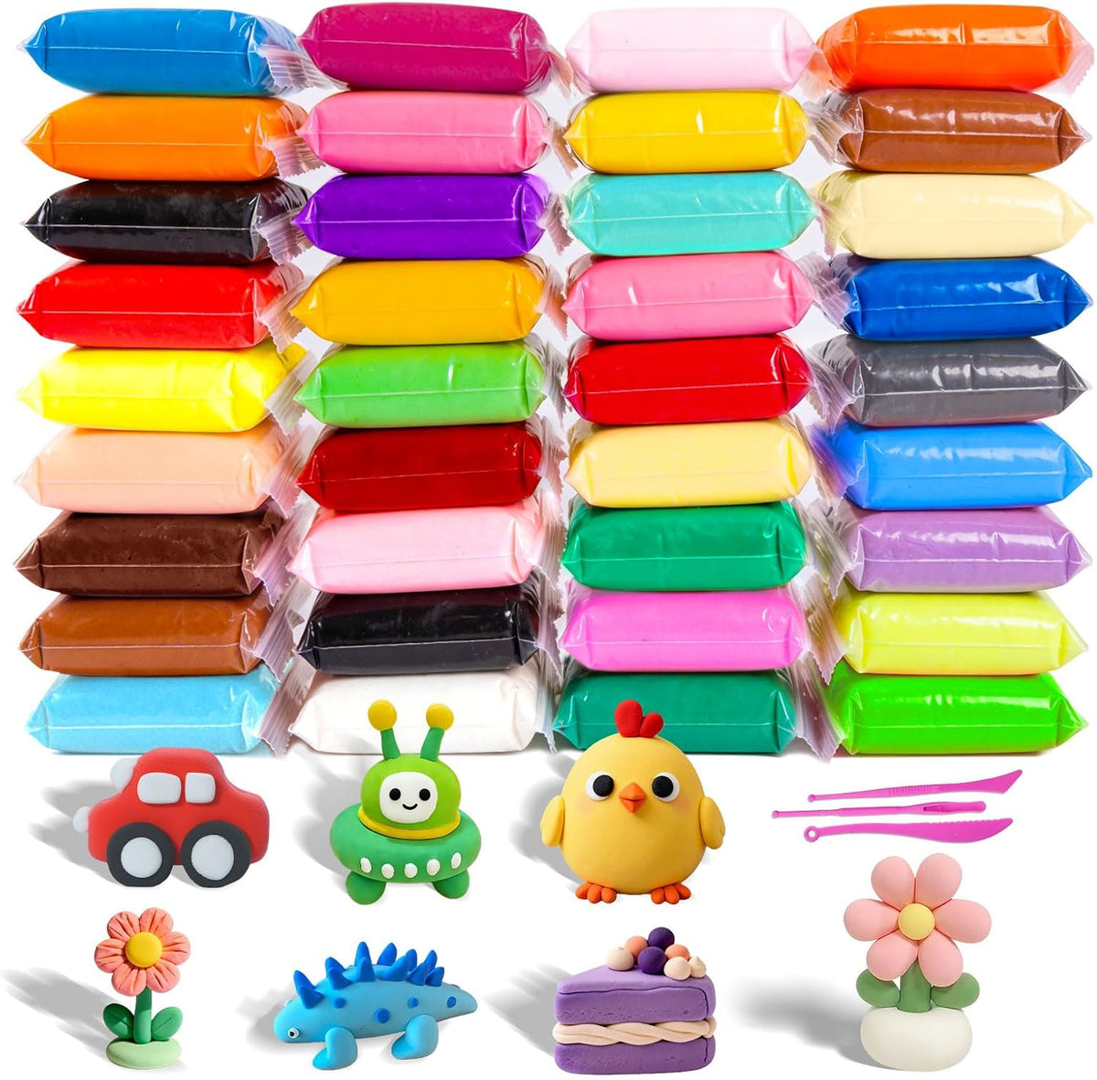 36 PCs Air Dry Clay Kit for Kids Age 3-12 with 3 Sculpting Tools 36 Colors