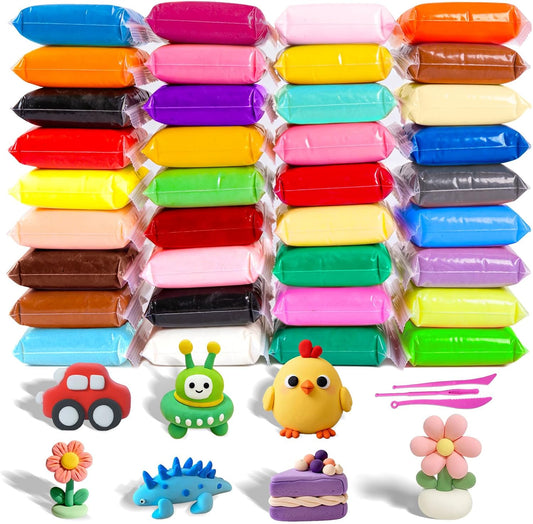 36 PCs Air Dry Clay Kit for Kids Age 3-12 with 3 Sculpting Tools 36 Colors