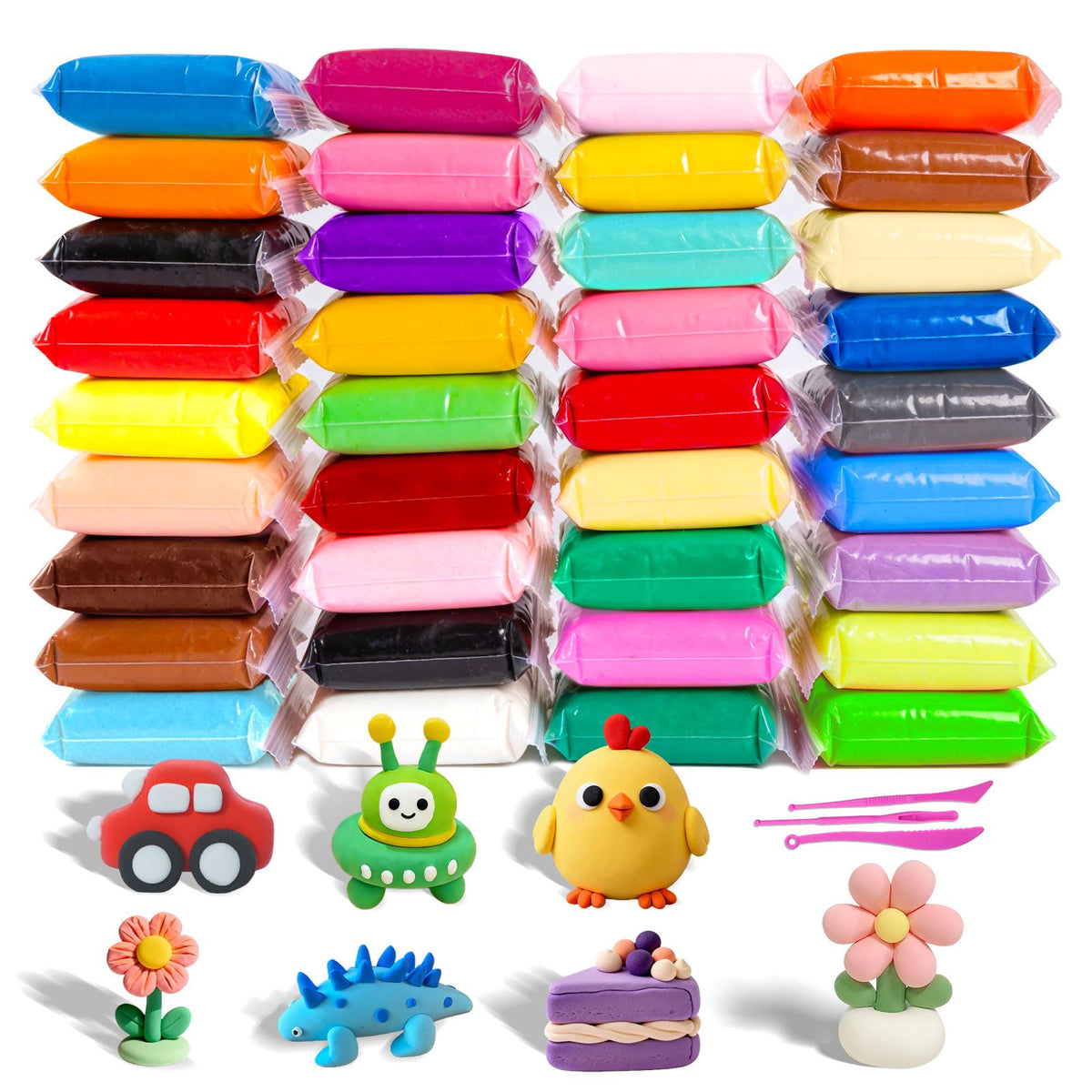 36 PCs Air Dry Clay Kit for Kids Age 3-12 with 3 Sculpting Tools 36 Colors