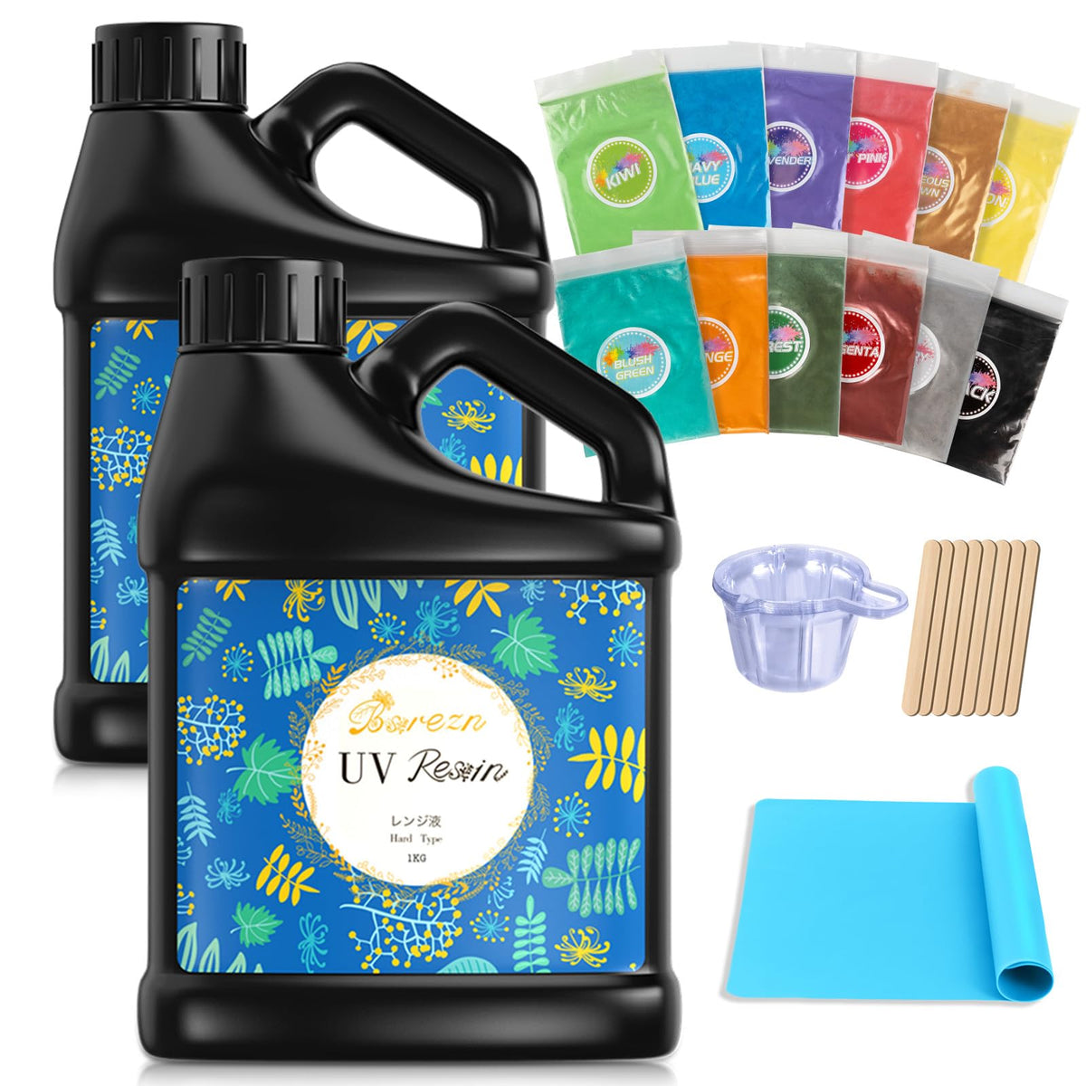 Bsrezn 200g UV Resin Kit with Light, Clear UV Epoxy Resin Cure for Jewelry