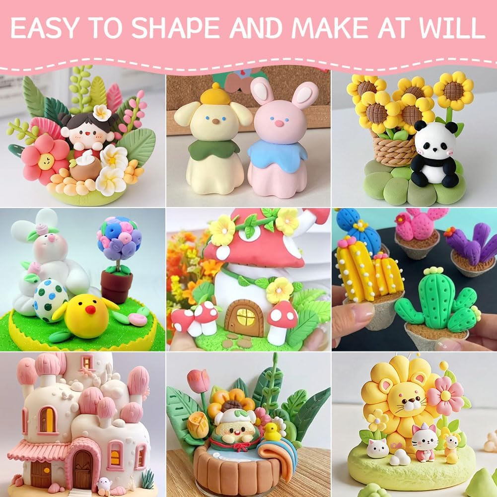 Ainiv Air Dry Clay Kit, 60 Colors DIY Model Magic Clay for Kids