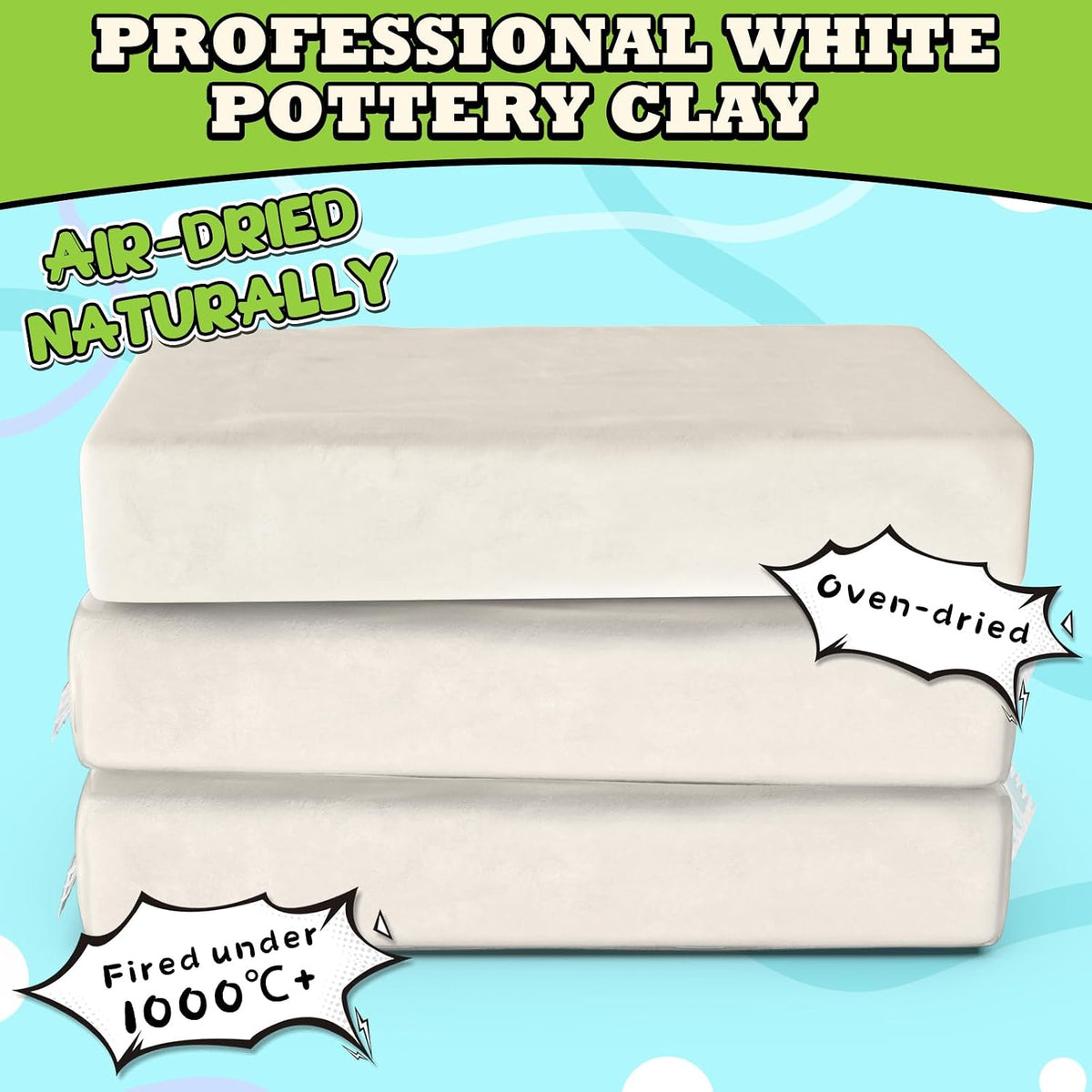 Aujazyble Premium Air Dry Clay for Kids - 3.3lbs Natural White Modeling Pottery Clay for Wheel, Arts & Crafts Supplies for School Classrooms, Craft Gifts for Kids Beginners and Advanced Sculptors