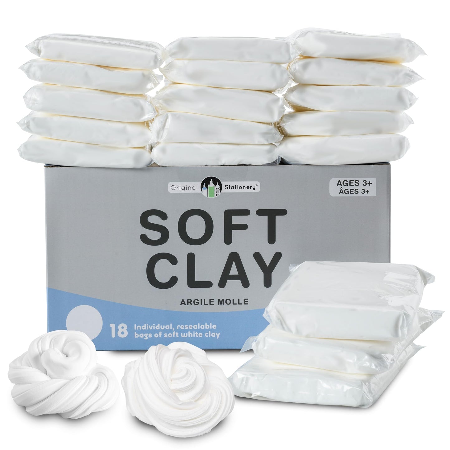 Original Stationery Soft Clay Modeling Compound - 4 lb (1.8 kg), White - Air Dry Cloud Dough & Butter Slime Clay for DIY Slime Kit, Arts & Crafts, Ages 7+ Kids Crafts
