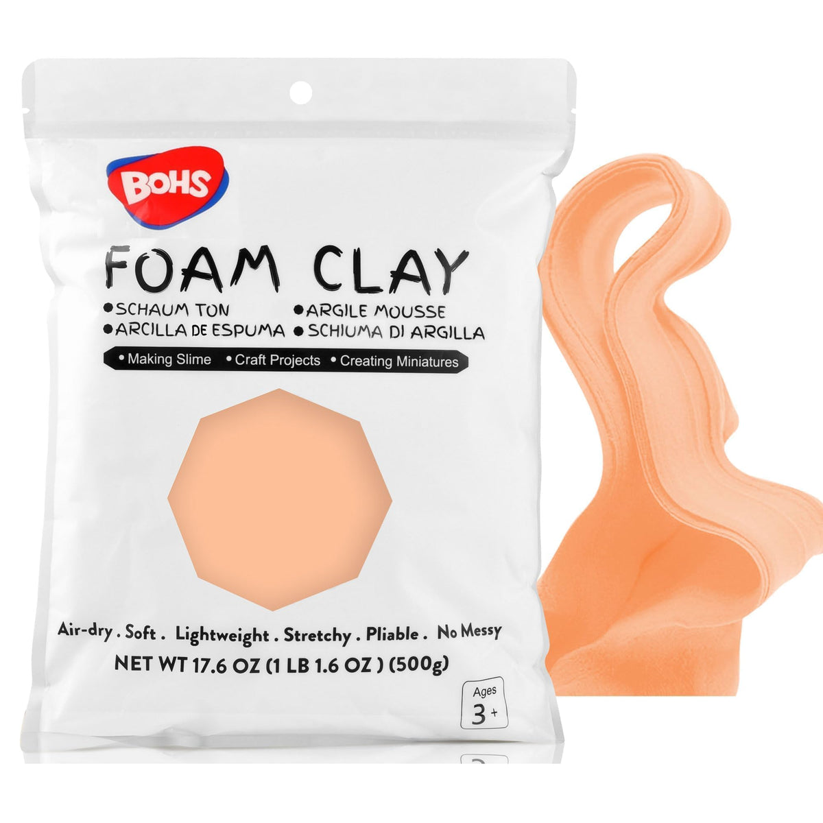 BOHS Foam Clay, White Air Dry Modeling Clay, 1.1 lb