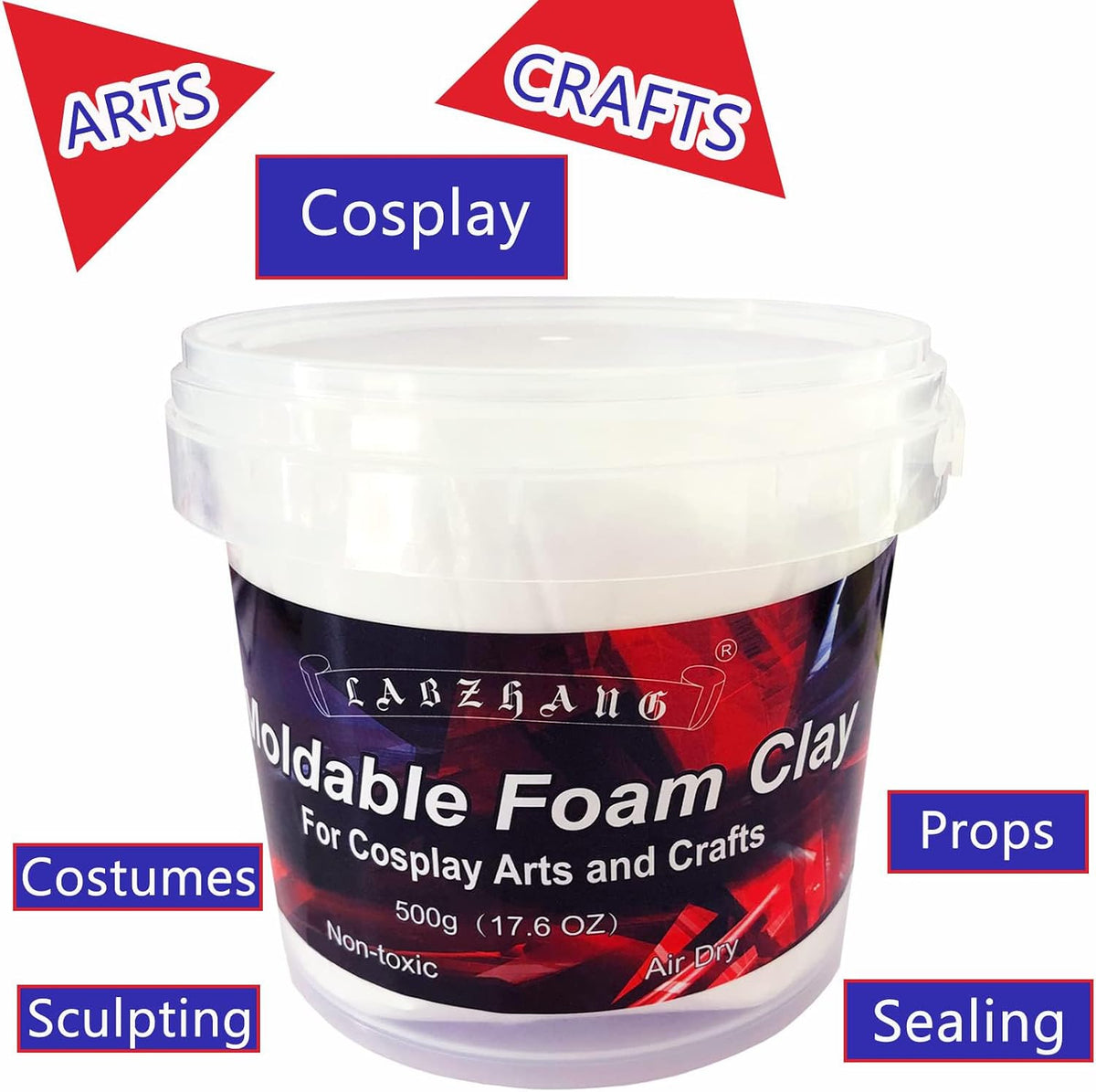 500g White Cosplay Foam Clay Lightweight Sculpting Foam, Air Dry Clay