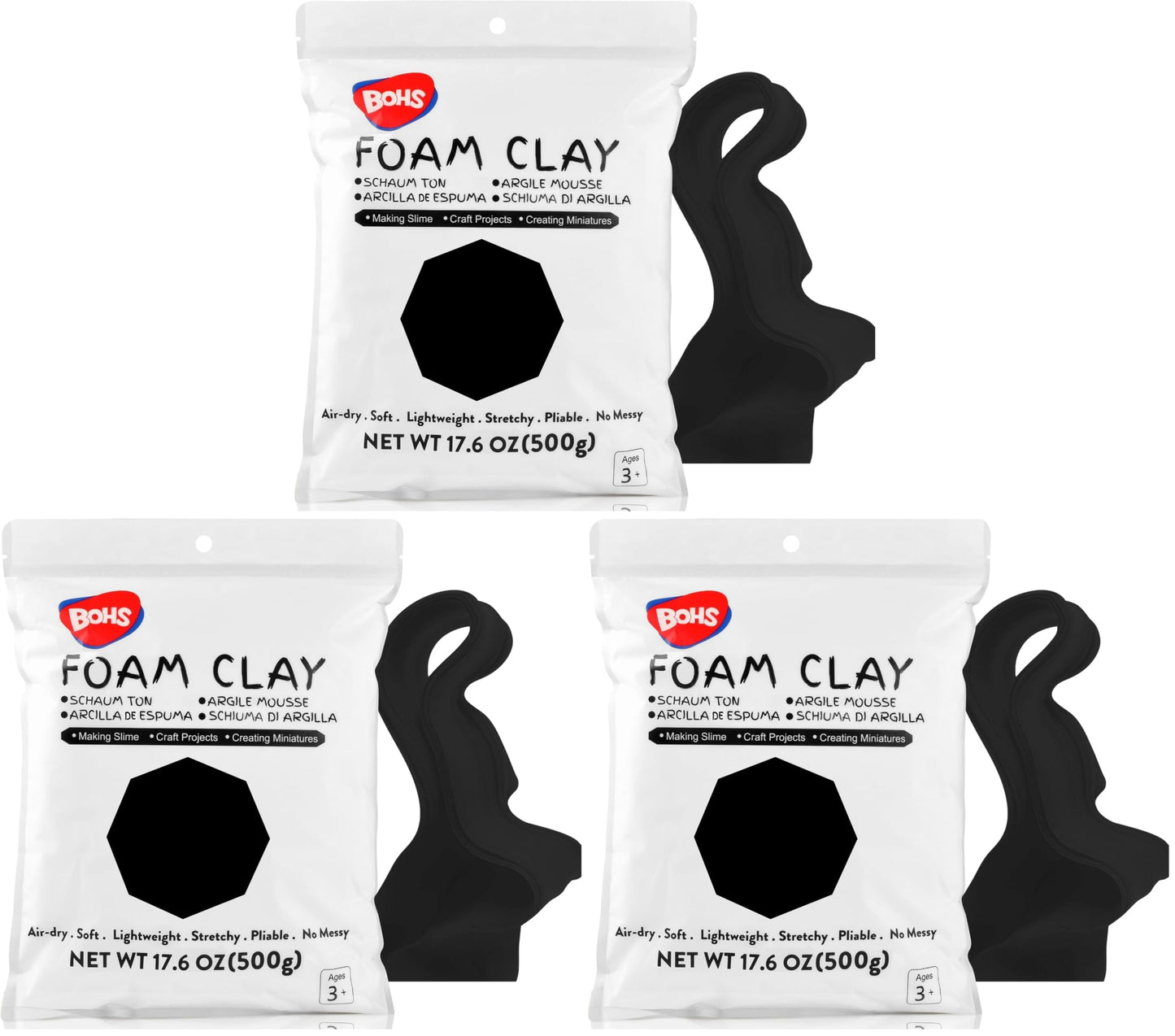 BOHS Foam Clay, White Air Dry Modeling Clay, 1.1 lb