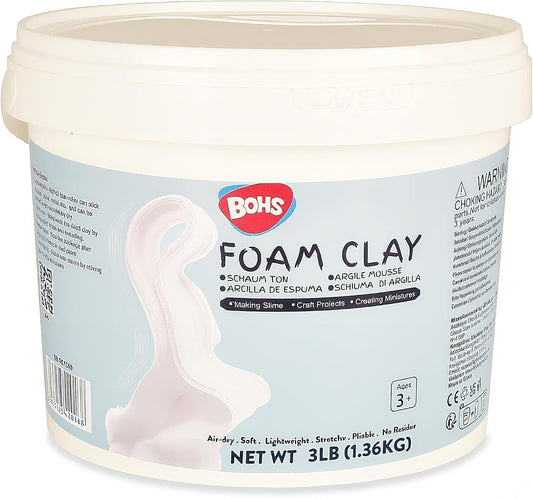 BOHS Foam Clay Pro, White Air Dry Modeling Clay, 3 lb Bucket