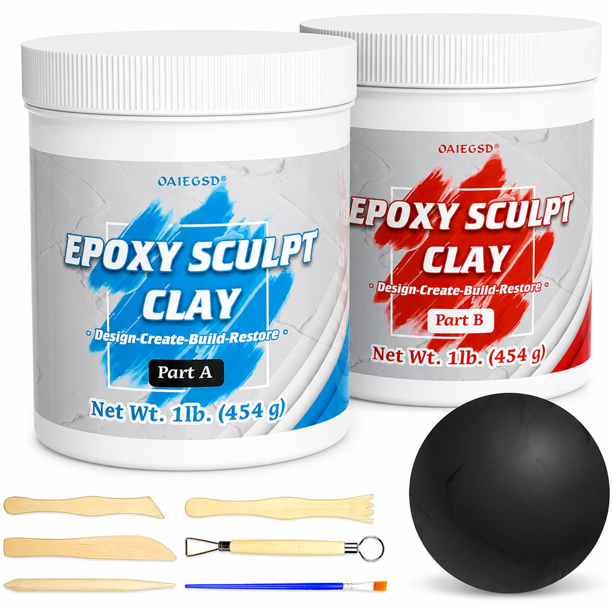 1 lb White Epoxy Putty Sculpt Clay, 2 Part Self Hardening Modeling Clay
