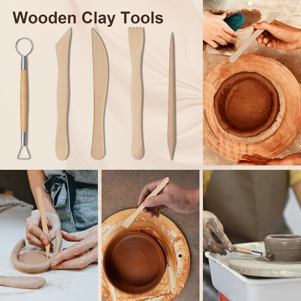 Amrules 43 Pcs Polymer Clay Sculpting Tools Kit for Adults, Light Yellow