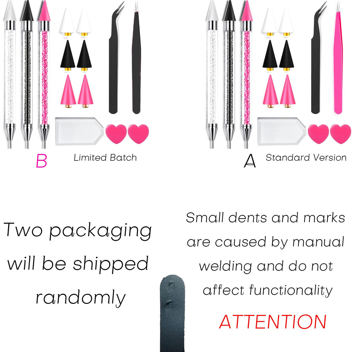 14 Pcs Rhinestone Picker Tool - 3 Pcs Dual-head Pens with 6 Wax Tips, Useful Clay, Precision Curved and Straight Tweezers Kit for Picking Up Nail Art Gems, Stones, Crystals, and Nail Charms