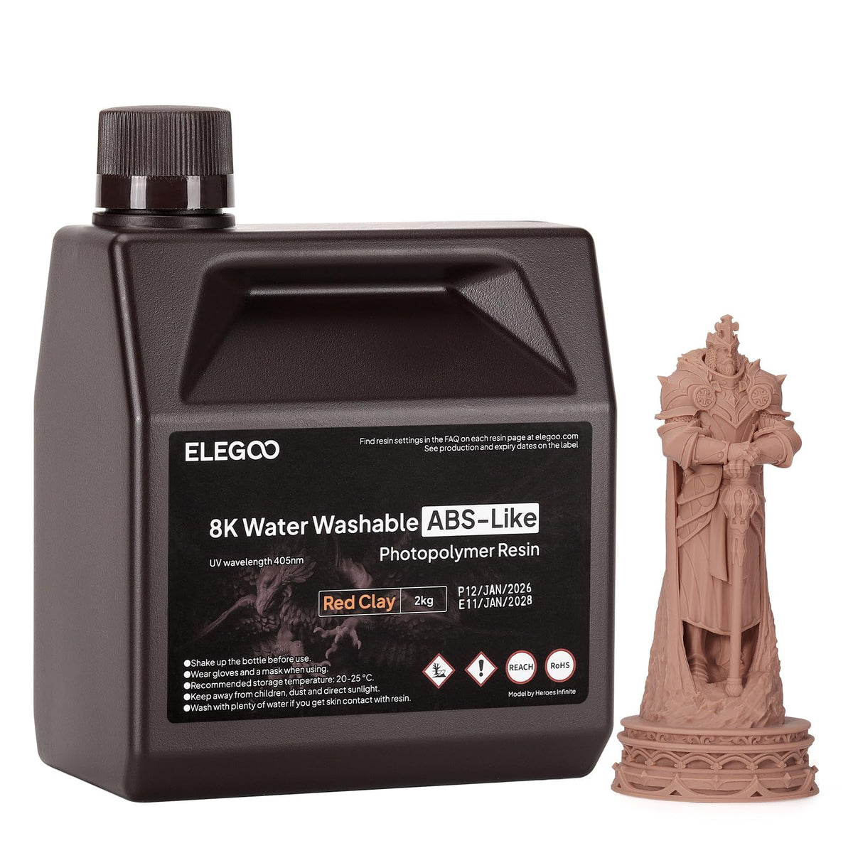 ELEGOO 8K Water Washable ABS-Like Resin Red Clay 2000g