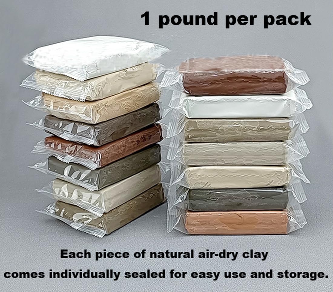 10 lb White Natural Air-Dry Clay + 30 pcs Pottery Tools + Storage Box,Ideal for Wheel Throwing,Hand Building,Sculpting;Great for All Skill Levels;Whiteware Clay for Pottery (White 10LB)