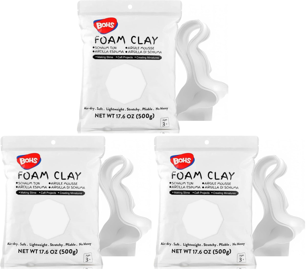 BOHS Foam Clay, White Air Dry Modeling Clay, 1.1 lb