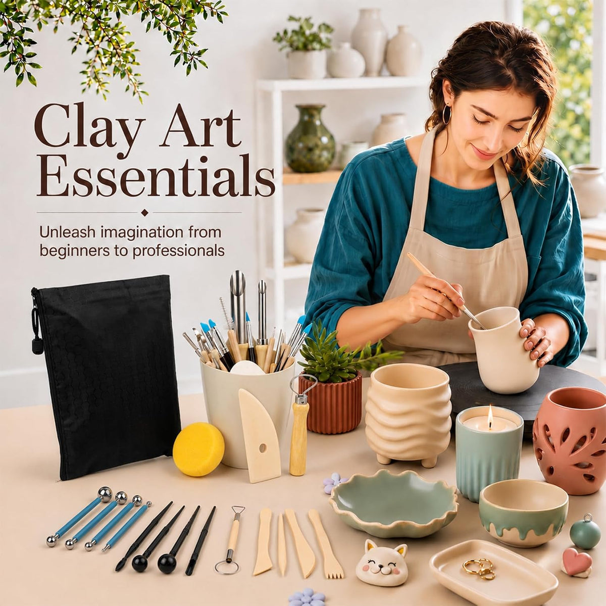 CLAYPRO 42Pcs Clay Tools Kit, Ceramic & Pottery Tools for Adults