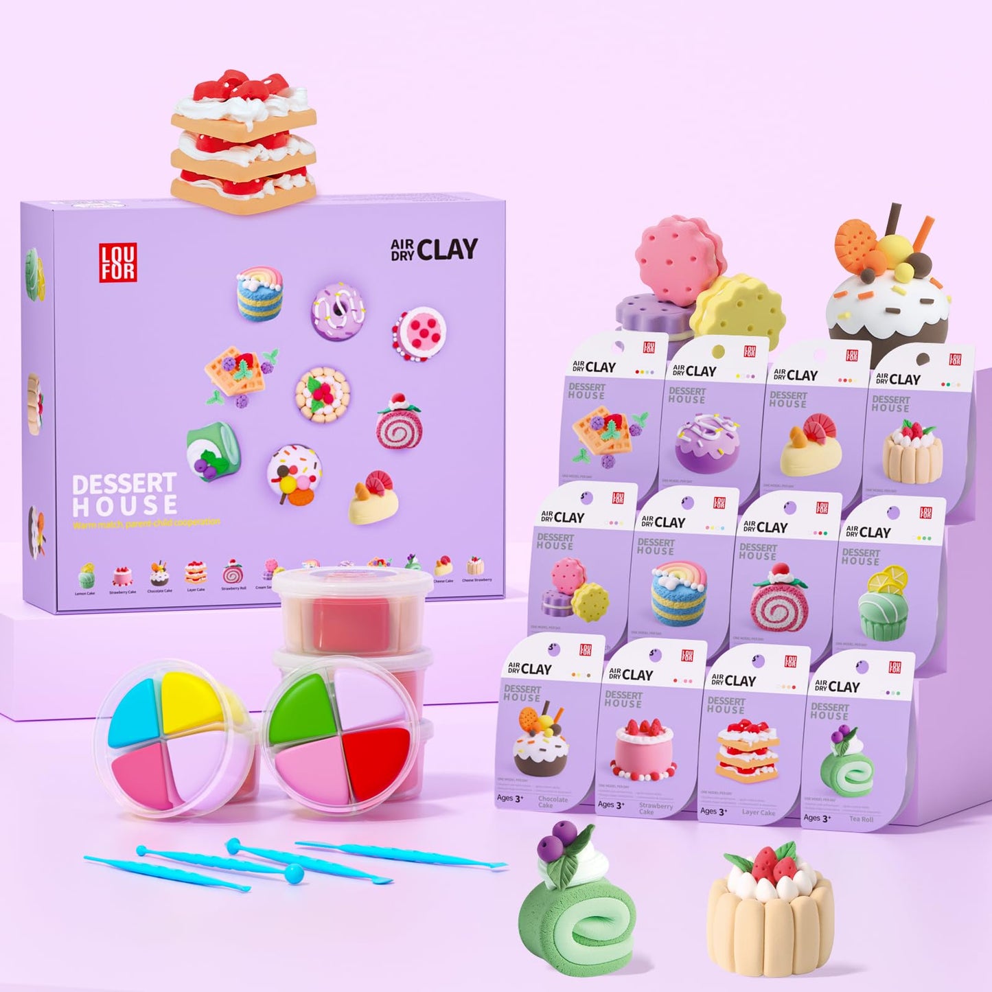 LOUFOR Air Dry Clay Kits for Kids, 12 Boxes