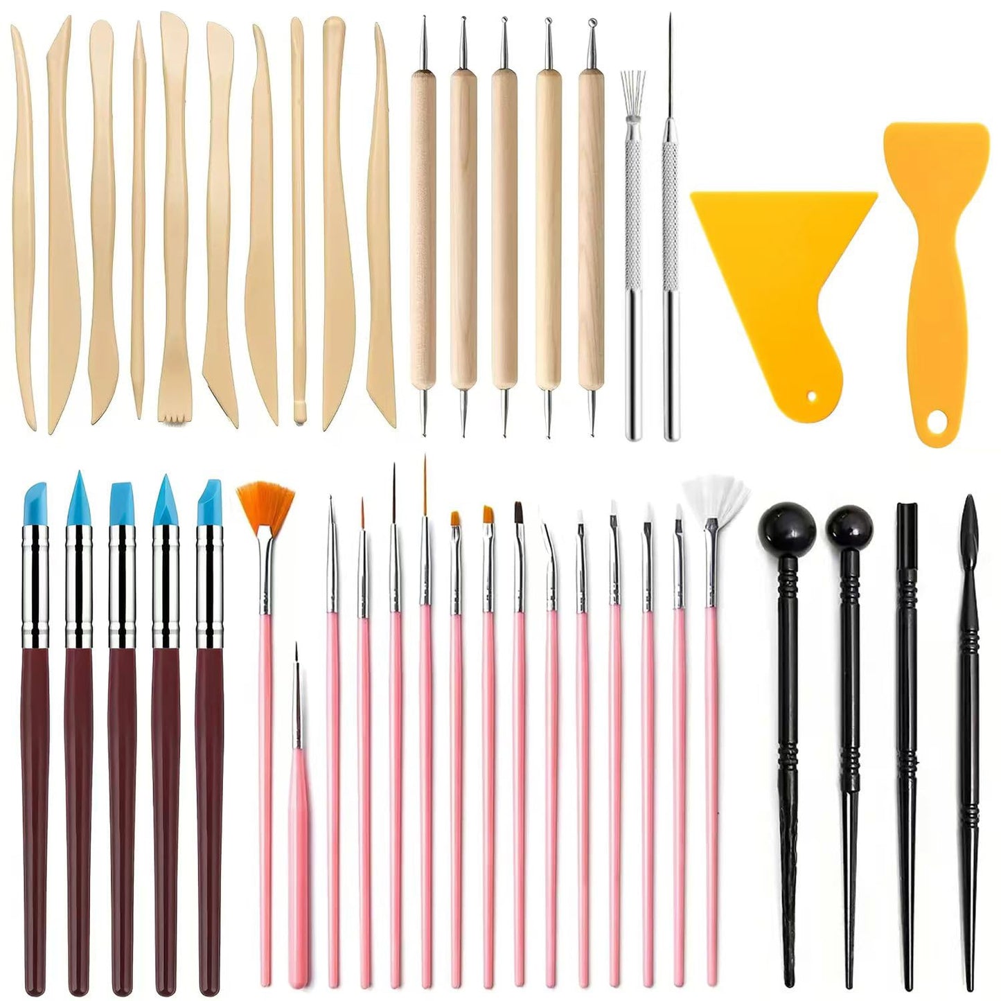 19 PCS Clay Sculpting Tools Set, Pink Air Dry Clay Tool, Polymer Clay Tool Kit, Dotting Tools, Dot Painting Tools, Clay Pottery Carving Tools for DIY Crafts Embossing Modeling