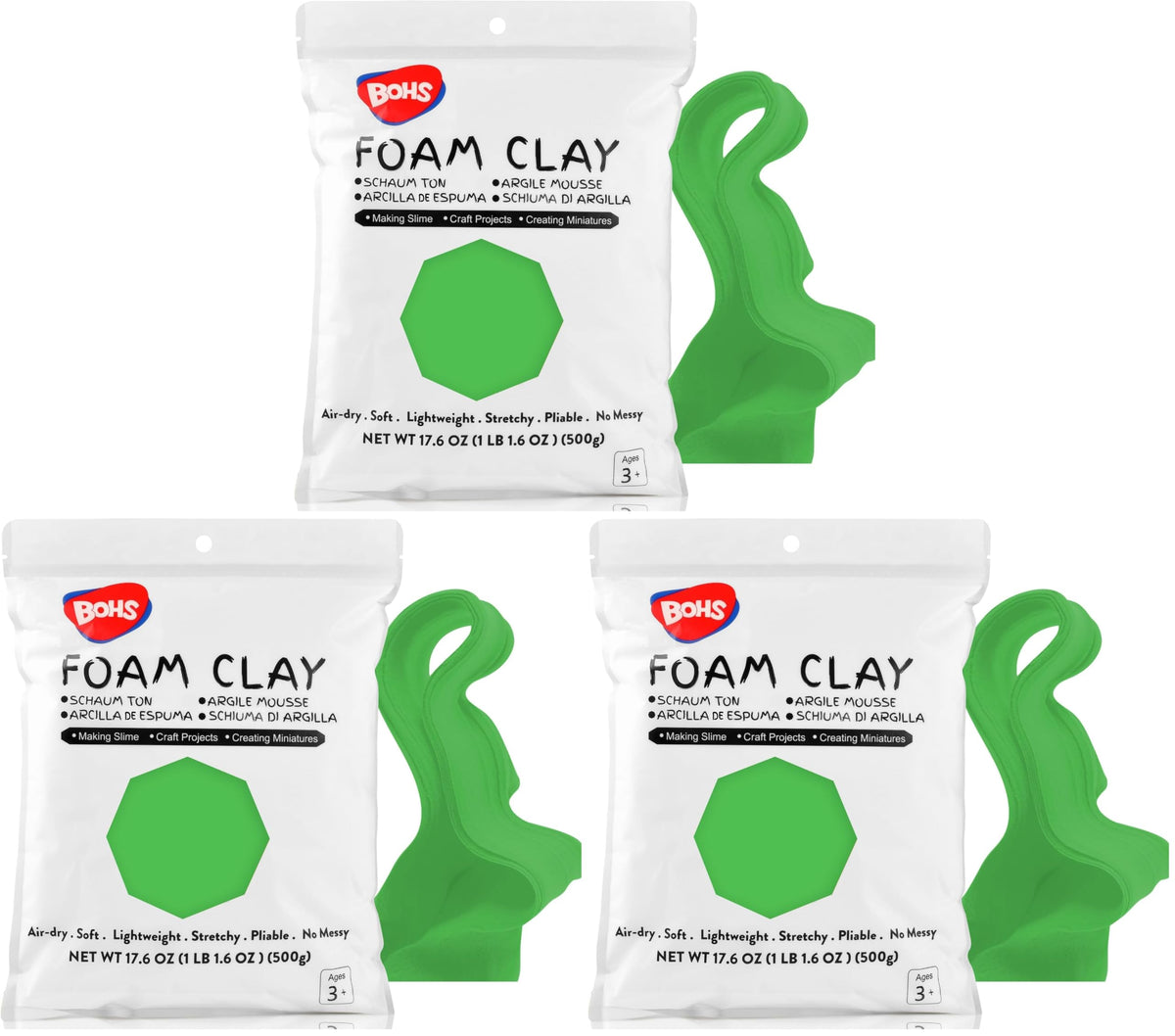 BOHS Foam Clay, White Air Dry Modeling Clay, 1.1 lb