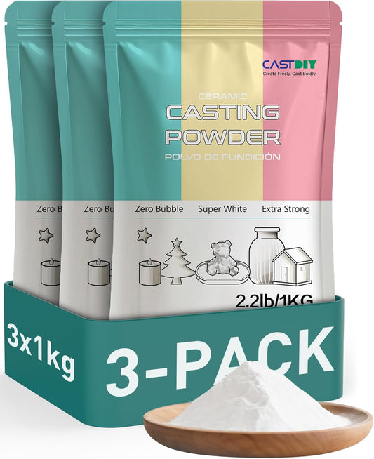 Casting Powder 3 kg, Zero Bubbles, Super White, Super Hard, Odorless, Plaster Gypsum Powder for Silicone Molds, 30 Minutes Demold, Suitable for Handicrafts, Decorations, Plaster Statues, DIY