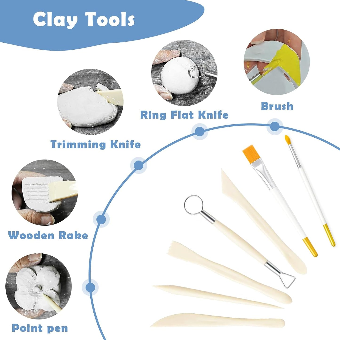EIGTWEN 20pcs Air Dry Clay for Adults Kit, Full Tools, Ideal for Beginners