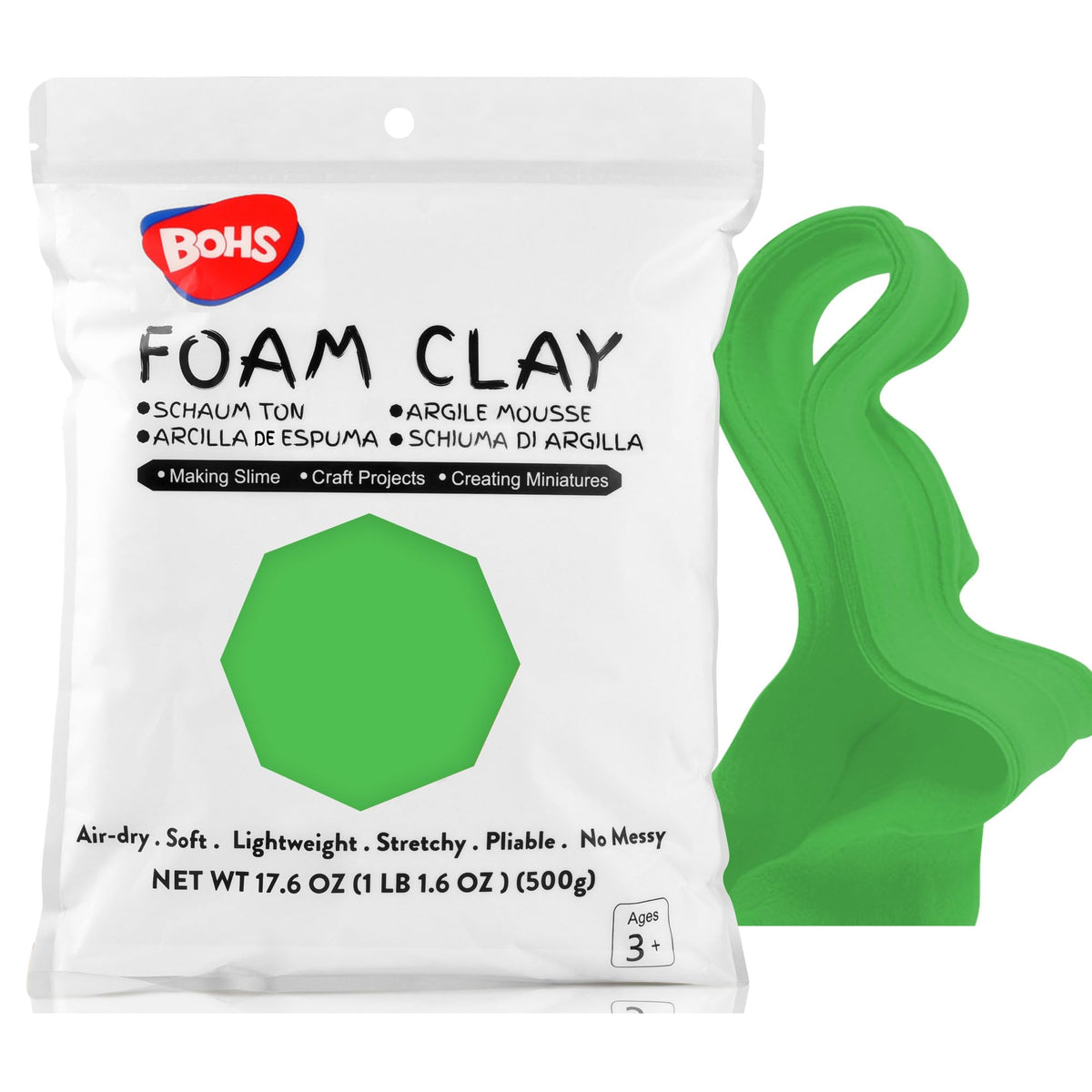 BOHS Foam Clay, White Air Dry Modeling Clay, 1.1 lb