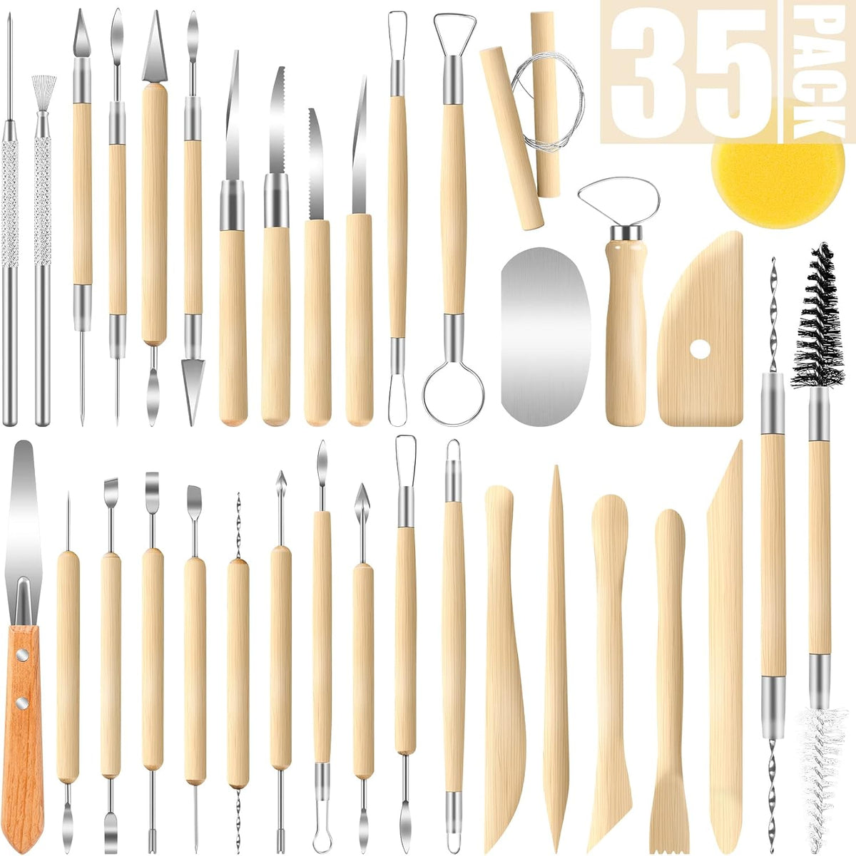Jetmore 6 Pack Clay Tools Kit, Pottery Tools & Sculpting Tools, Polymer Modeling Clay Cutters Sculpture Set for Carving, Ceramics, Molding, DIY