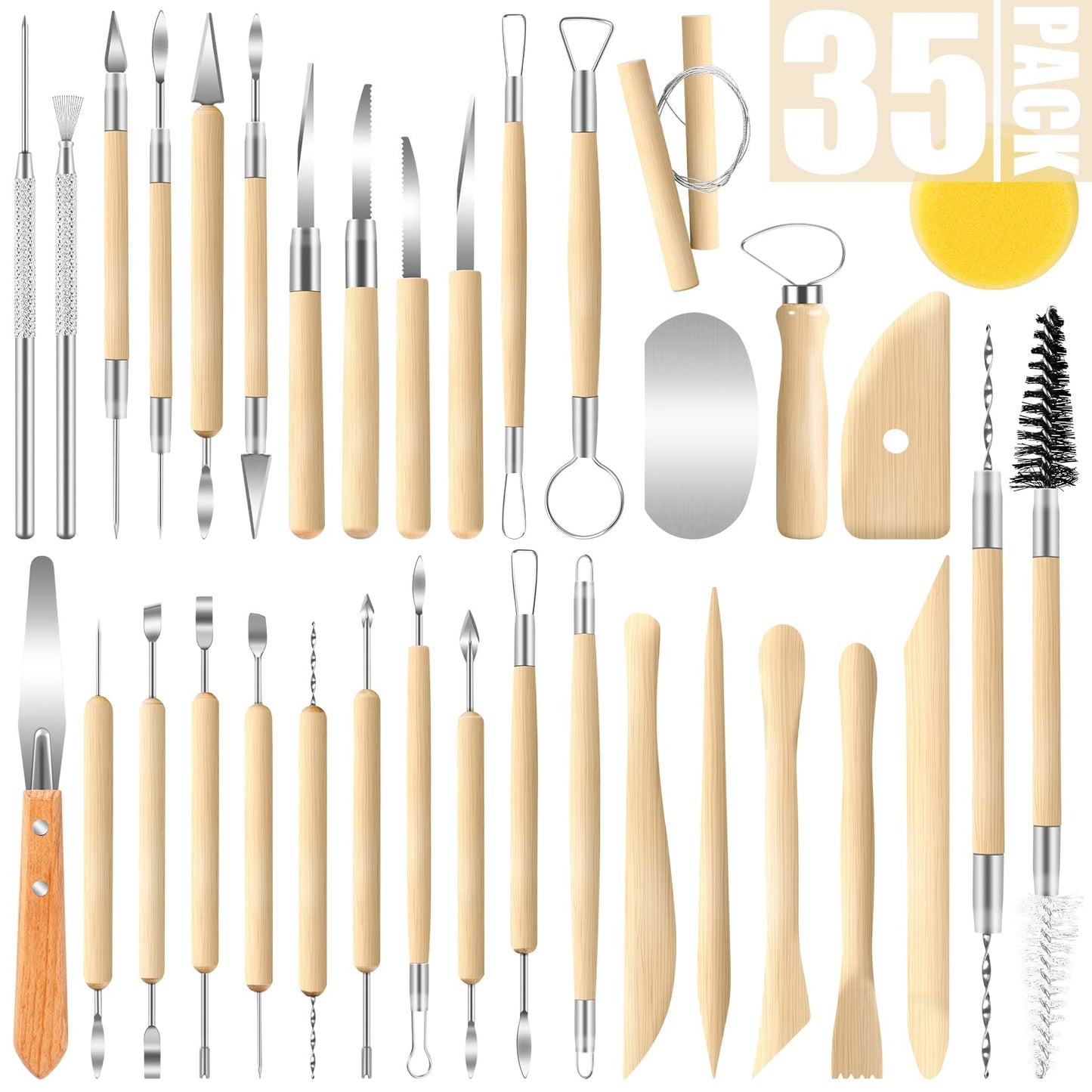 Jetmore 6 Pack Clay Tools Kit, Pottery Tools & Sculpting Tools, Polymer Modeling Clay Cutters Sculpture Set for Carving, Ceramics, Molding, DIY