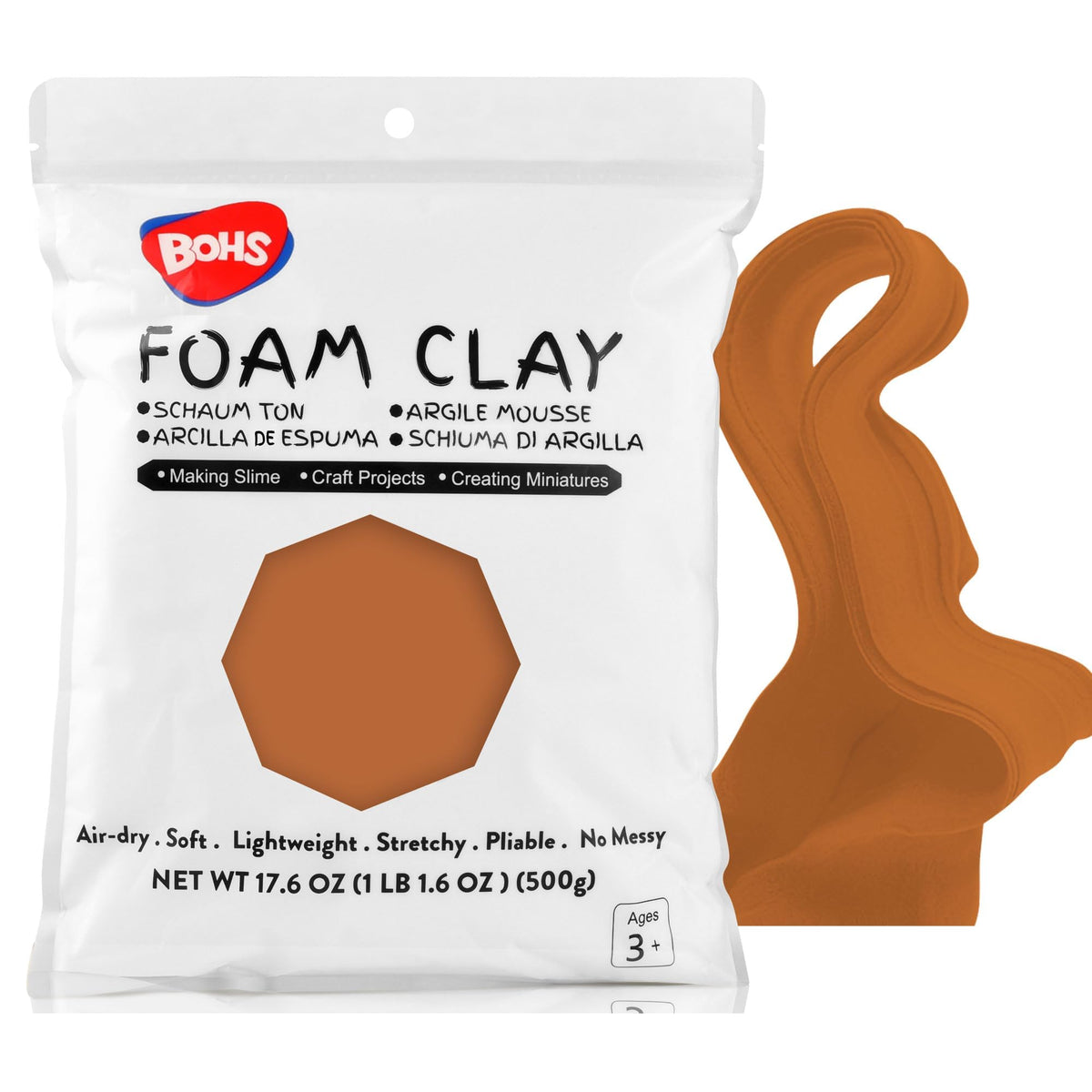BOHS Foam Clay, White Air Dry Modeling Clay, 1.1 lb