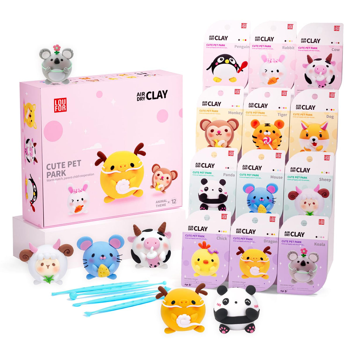 LOUFOR Air Dry Clay Kits for Kids, 12 Boxes