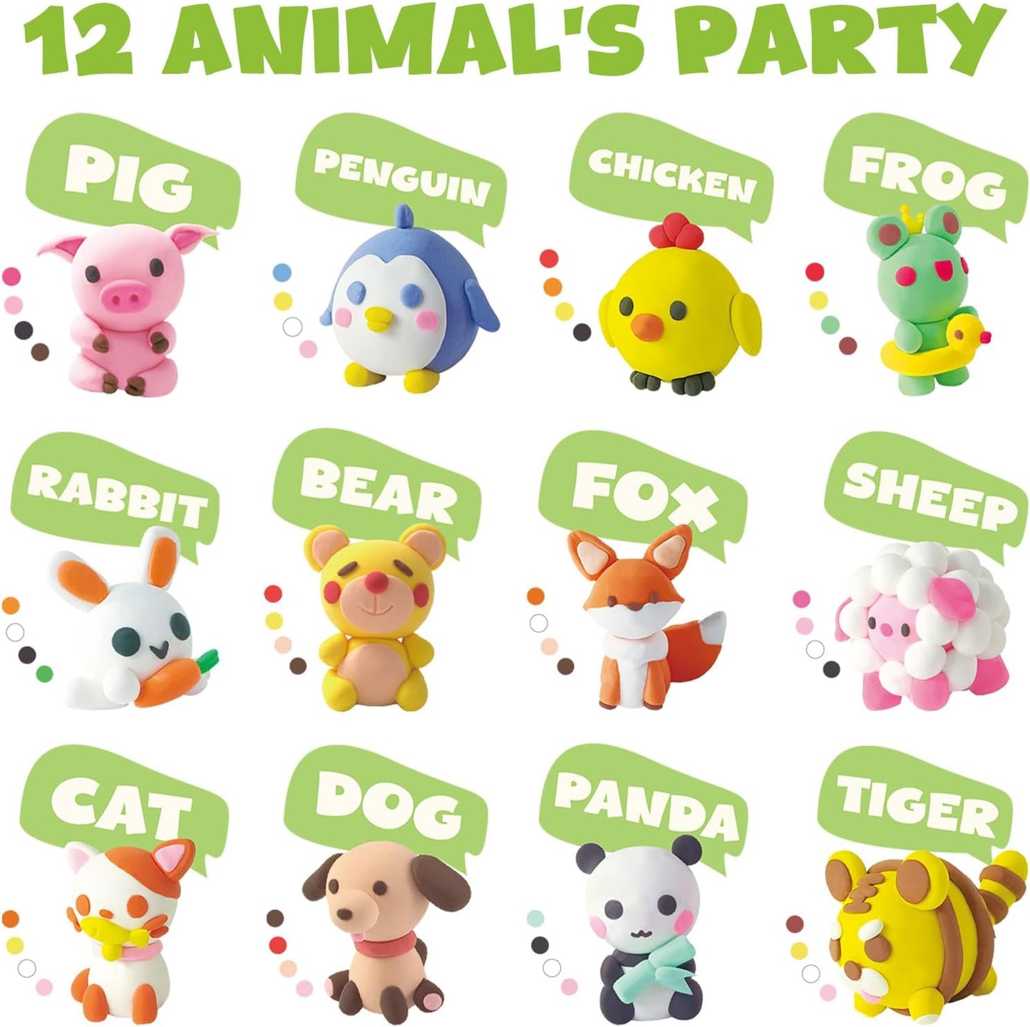 JUPITEARTH Air Dry Clay for Kids,12 Animals Theme Party Modeling Clay Set