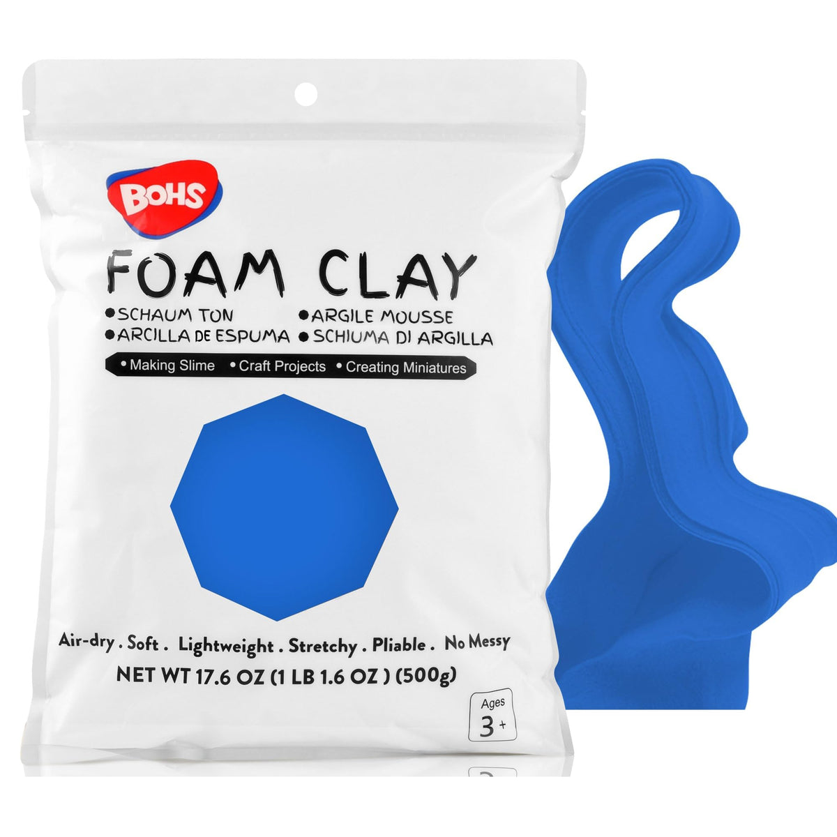 BOHS Foam Clay, White Air Dry Modeling Clay, 1.1 lb