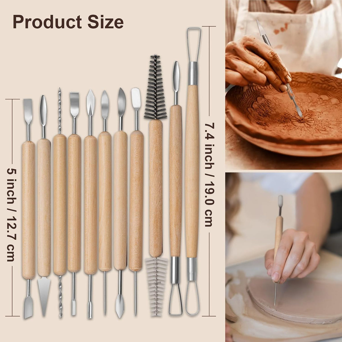 Amrules 43 Pcs Polymer Clay Sculpting Tools Kit for Adults, Light Yellow