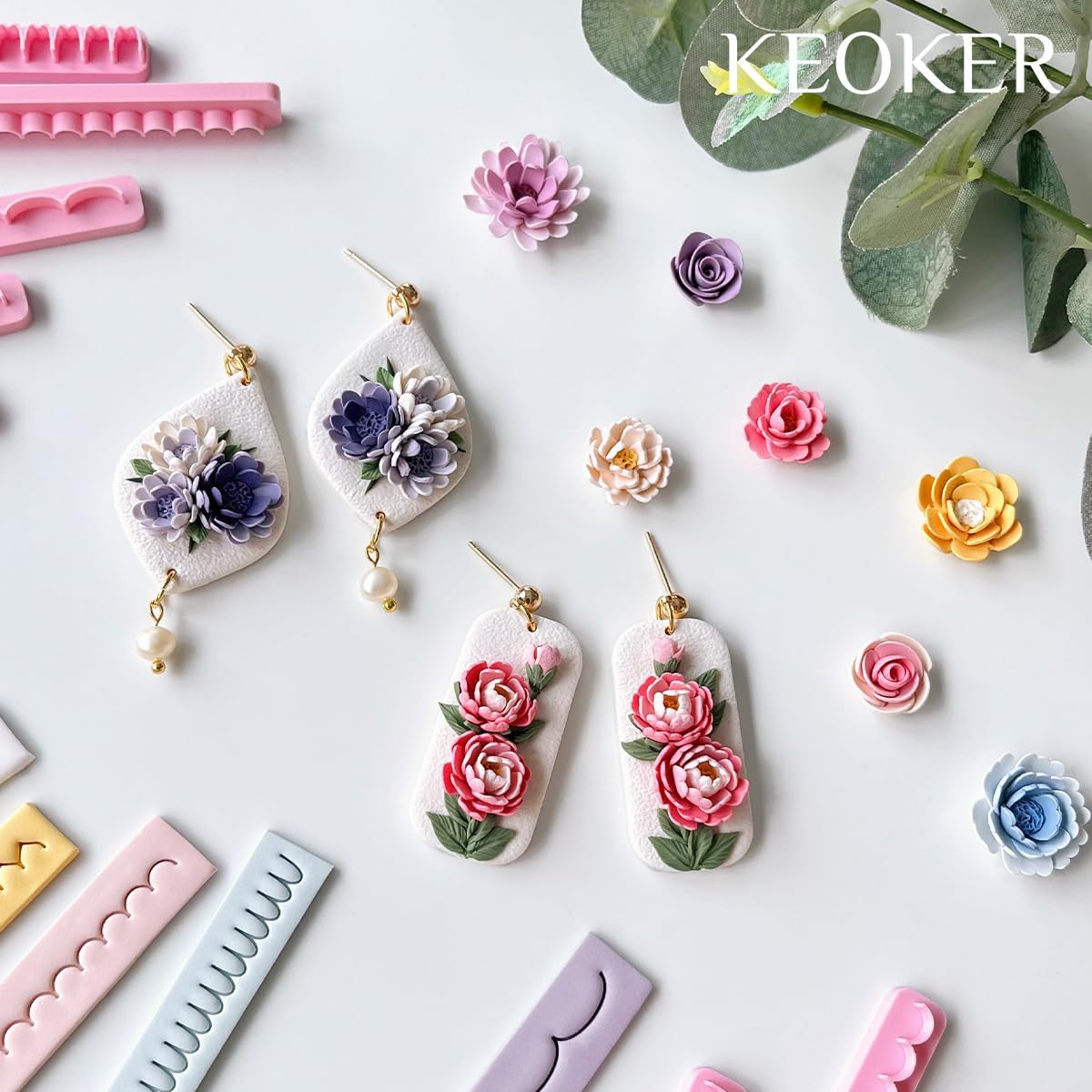 Keoker Polymer Clay Flower Petal Line Cutter, Shape Polymer Clay Cutters to Make 3D Flowers, Polymer Clay Petal Tool