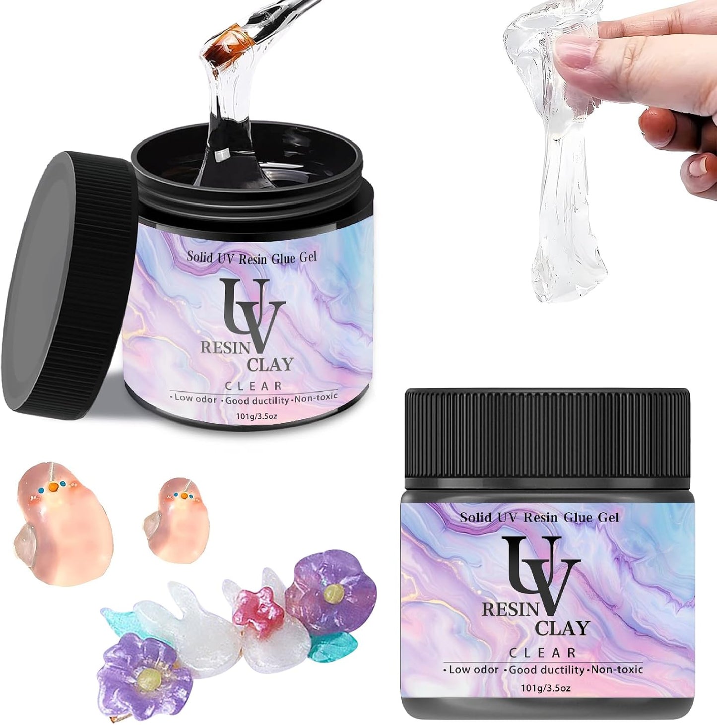 3.5 oz UV Clay Clear Polymer Resin, DIY Jewelry Making, Silicone Molds, UV Curing, Crystal Clear Casting, Miniature Art, and Handmade Resin Projects
