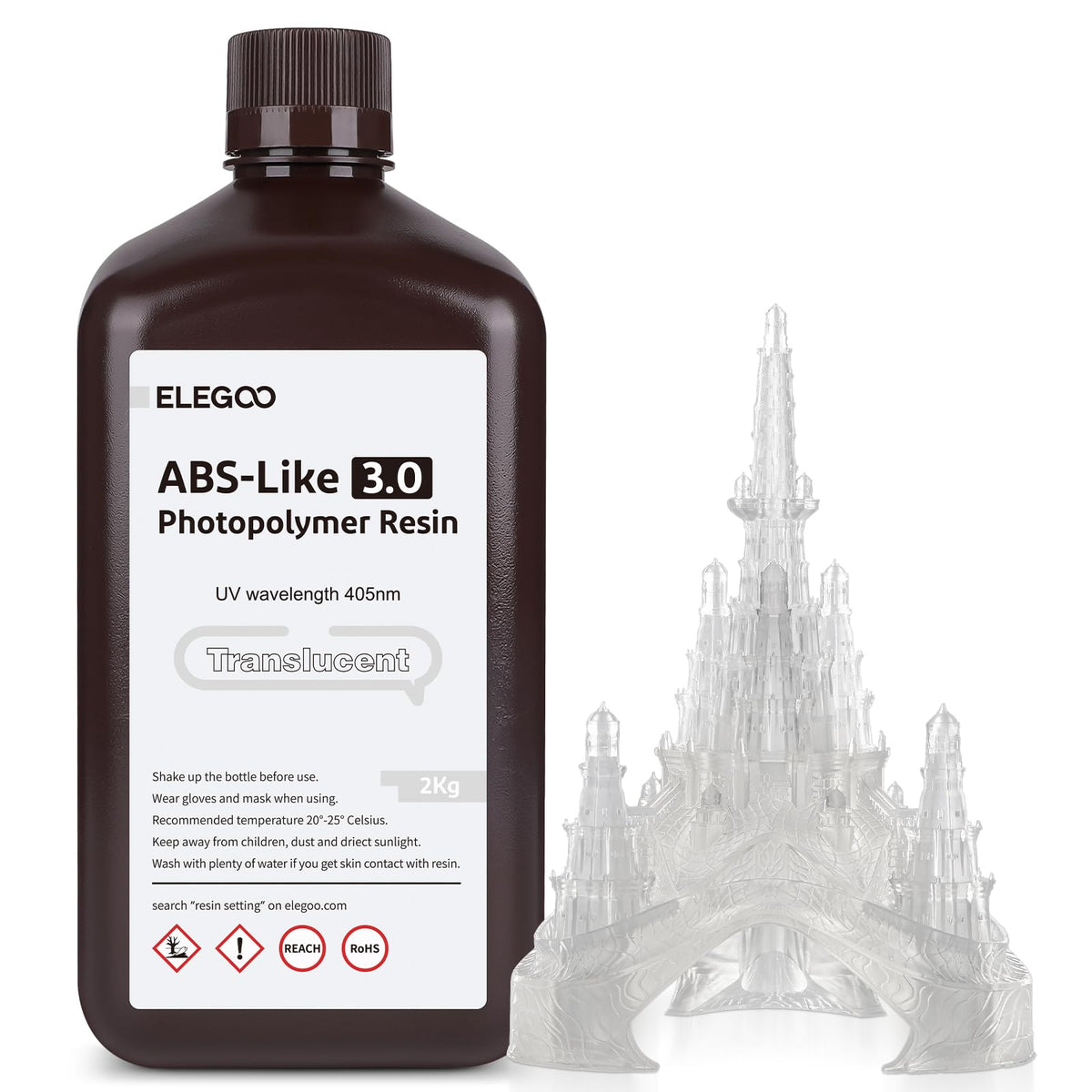 ELEGOO Upgraded ABS-Like 3D Printer 8k Resin 3.0, 405nm UV-Curing LCD Resin High Precision Fast Curing Non-Brittle Photopolymer Resin for LCD Printing Red Clay 2KG