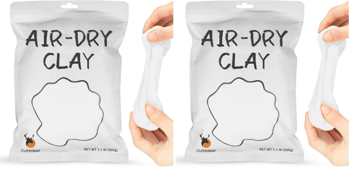 Cutedeer White Air Dry Clay, 1.1lb Foam Modeling Clay, Soft Squishy Molding for Kids Adults, Arts & Crafts Project Slime Supplies(1.1lb - 1 Pack, White)
