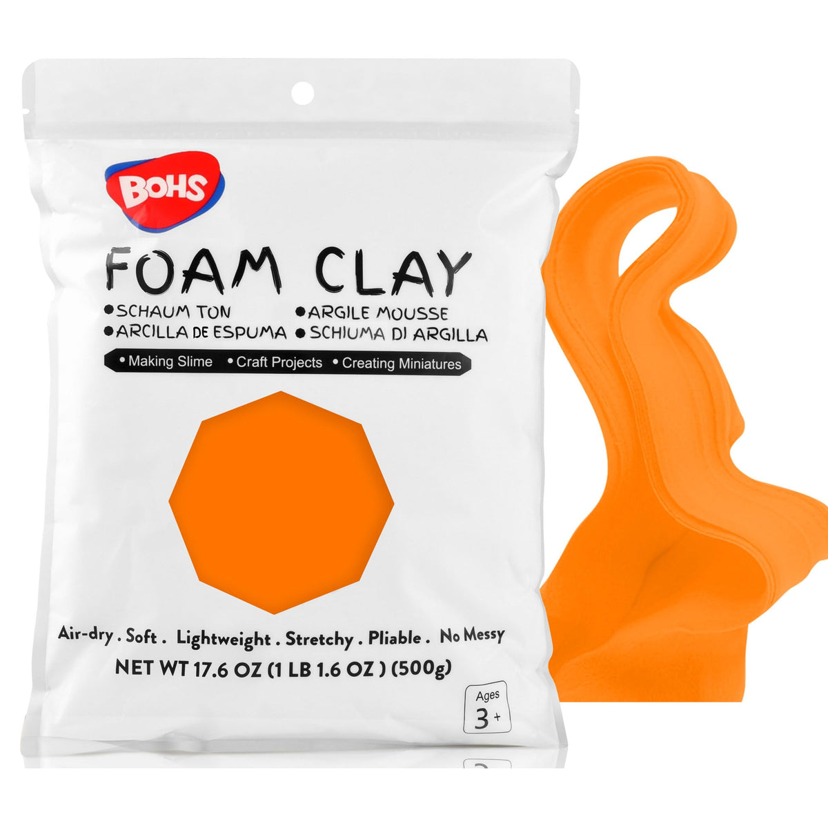 BOHS Foam Clay, White Air Dry Modeling Clay, 1.1 lb