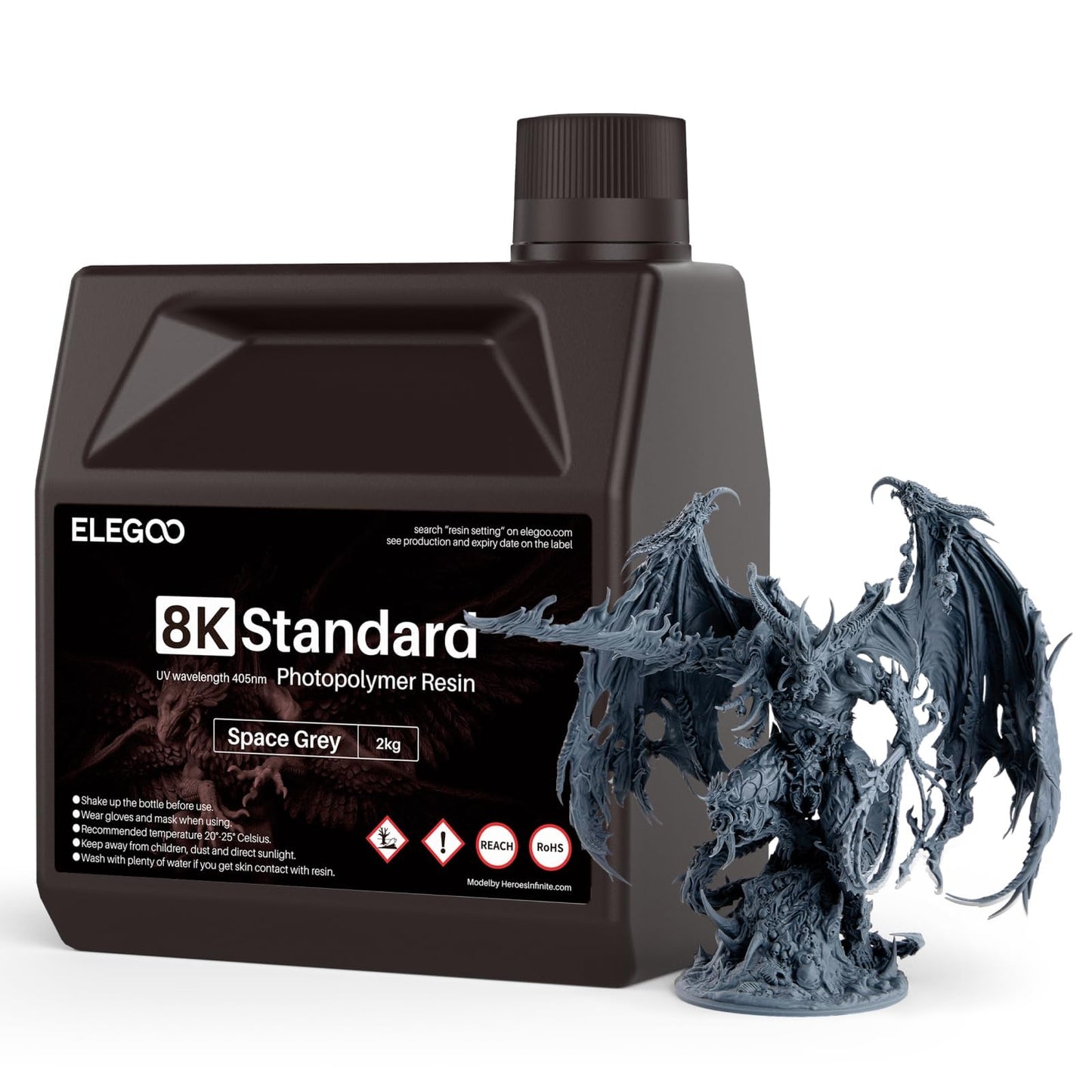 ELEGOO 8K Standard Resin for 3D Printing, Ultra Precision, 405nm Fast UV Curing Photopolymer 3D Resin for 8K 9K 12K 16K Resin 3D Printer, Red Clay 1000g