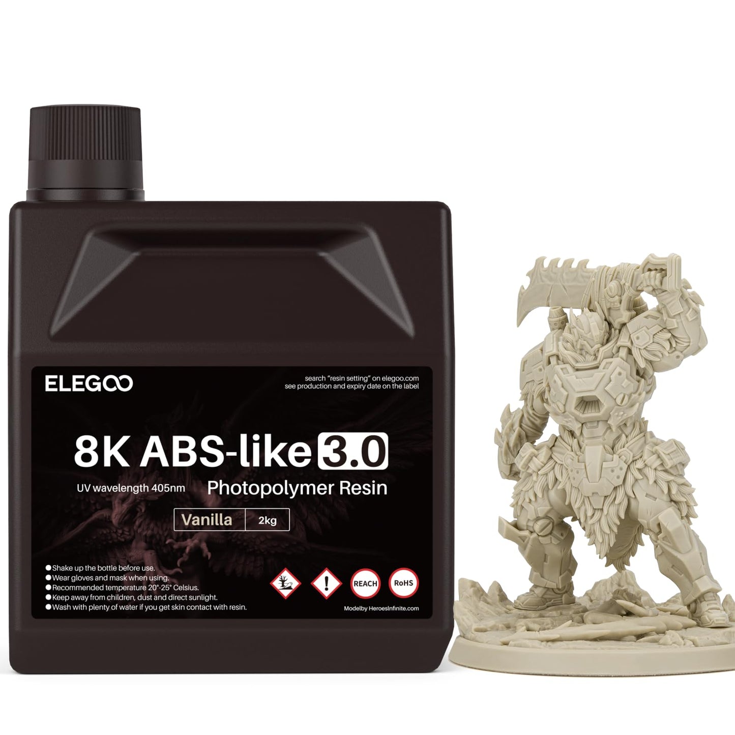 ELEGOO Upgraded ABS-Like 3D Printer 8k Resin 3.0, 405nm UV-Curing LCD Resin High Precision Fast Curing Non-Brittle Photopolymer Resin for LCD Printing Red Clay 2KG