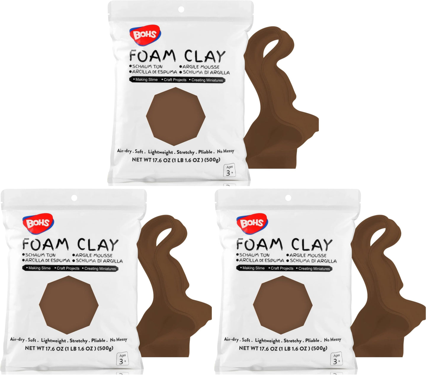 BOHS Foam Clay, White Air Dry Modeling Clay, 1.1 lb